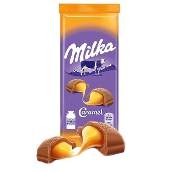 Шоколад Milka молочный с карамелью, 90г