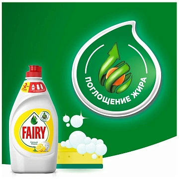 Средство для мытья посуды Fairy 900мл, сочный лимон, гель