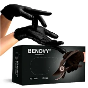Перчатки нитриловые Benovy Nitrile Ultra Protection BS р.М, черные, особопрочные, 25 пар