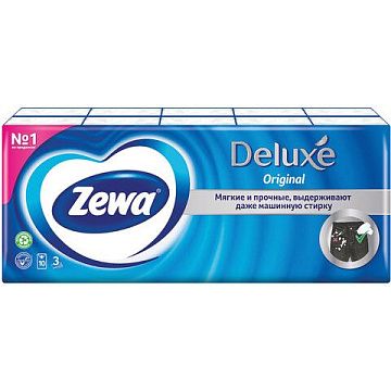 Бумажные носовые платки Zewa Deluxe 10уп х 10шт, 3 слоя