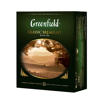 Чай Greenfield Classic Breakfast (Классик Брекфаст), черный, 100 пакетиков