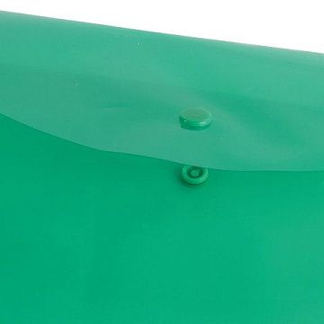 Пластиковая папка на кнопке Brauberg зеленая прозрачная, А4