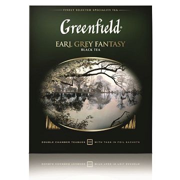 Чай Greenfield Earl Grey Fantasy (Эрл Грей Фэнтази), черный, 100 пакетиков