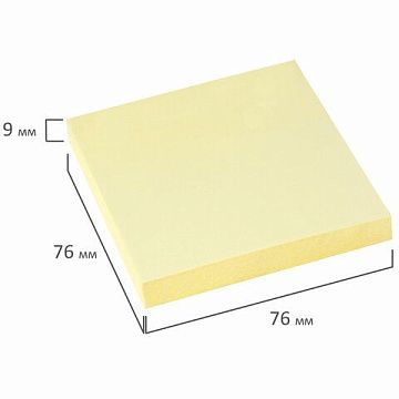 Блок для записей с клейким краем Staff желтый, пастельный, 76х76мм, 100 листов