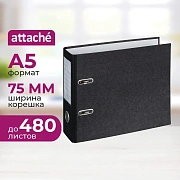 Папка-регистратор А5 Attache Мрамор черная, 80мм