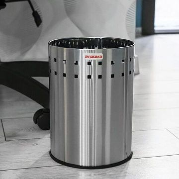 Корзина для мусора Laima Bionic 7л, матовый металлик, перфорированная, несгораемая, 232267
