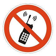 Знак Запрещающий пользоваться мобильным телефоном Гасзнак 200х200мм, самоклеящаяся пленка ПВХ, P18