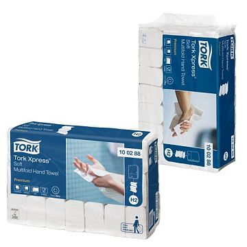 Бумажные полотенца Tork Premium H2, 100288, листовые, белые, Z укладка, 110шт, 2 слоя