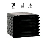 Мешки для мусора Ромашка 240л, ПВД, 100х140см, 43мкм, 112гр, 50шт, черные, в пласте