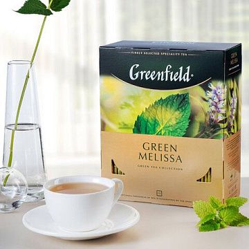 Чай Greenfield Green Melissa (Грин Мелисса), зеленый, 100 пакетиков