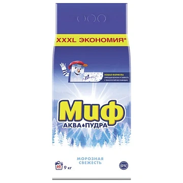Стиральный порошок Миф 9кг, морозная свежесть, автомат