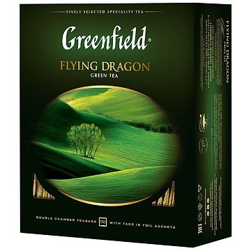 Чай Greenfield Flying Dragon (Флаинг Драгон), зеленый, 100 пакетиков