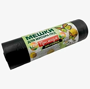 Мешки для мусора Ромашка Премиум 120л, ПВД, 70х110см, 45мкм, 10шт, 65г, черные, в рулоне