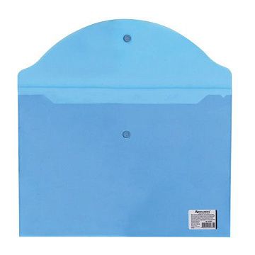 Пластиковая папка на кнопке Brauberg синяя прозрачная, А4