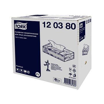 Косметические салфетки Tork Premium F1, 120380, для лица, 100шт, 2 слоя, белые
