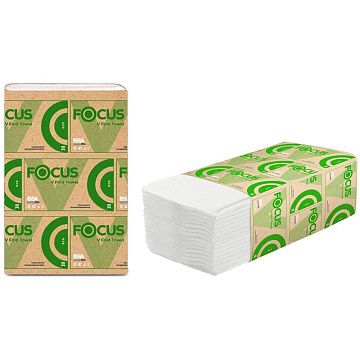 Бумажные полотенца Focus Eco 5049978, листовые, V-сложение, 250шт, 1 слой, белые