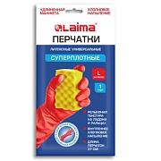 Перчатки МНОГОРАЗОВЫЕ латексные LAIMA, c ДЛИННОЙ МАНЖЕТОЙ 25 см, КРАСНЫЕ, размер L (большой), вес 80 г, 700530