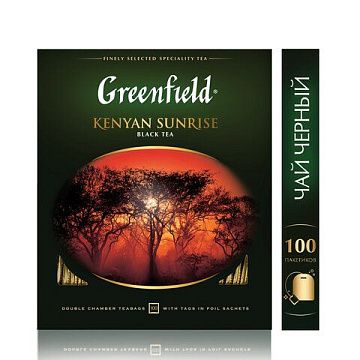 Чай Greenfield Kenyan Sunrise (Кениан Санрайз), черный, 100 пакетиков