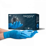 Перчатки нитриловые Benovy Nitrile MultiColor особопрочные 4,5гр р.М, голубые, 50 пар
