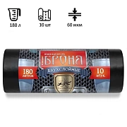 Мешки для мусора Ромашка Броня 180л, ПВД, 90х110см, 60мкм, 10шт, черные, в рулоне