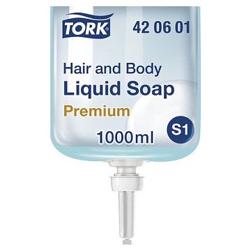 Жидкое мыло в картридже Tork Premium S1, 420601/421601, для тела и волос, 1л