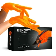 Перчатки нитриловые Benovy Nitrile Ultra Protection BS р.L, оранжевые, особопрочные, 25 пар