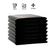 Мешки для мусора Ромашка 120л, ПВД, 70х110см, 70мкм, 50шт, 100г, черные, в пласте