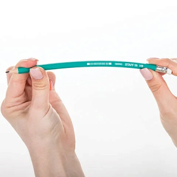 Карандаш чернографитный Staff HB, корпус зеленый, с ластиком, заточенный