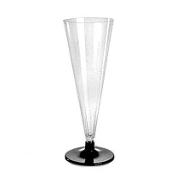 Бокал одноразовый для шампанского Кристалл прозрачный с черной ножкой, 180мл, 6шт/уп