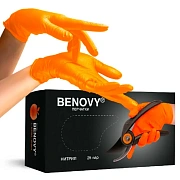 Перчатки нитриловые Benovy Nitrile Ultra Protection BS р.М, оранжевые, особопрочные, 25 пар