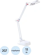 Светильник настольный Camelion KD-017A белый, на подставке/ струбцине, люминесцентный