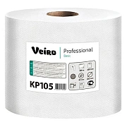 Бумажные полотенца Veiro Professional Basic KP105, в рулоне с центр вытяжкой, 300м, 1 слой, белые, 6 рулонов