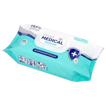 Дезинфицирующие салфетки Smart Medical 100шт