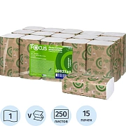 Полотенца бумажные листовые FOCUS Eco белые 1 сл V сложения 250 листов арт.5083742