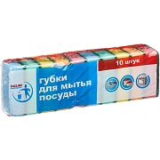 Губка для мытья посуды Paclan Professional поролоновые с абразивным слоем, 5х9см, ассорти, 10шт/уп