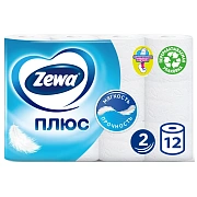 Туалетная бумага Zewa Плюс 2 слоя, 12 рулонов, 23 м, белая