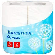Туалетная бумага Officeclean без аромата, белая, 2 слоя, 4 рулона, 16.2м