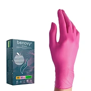 Перчатки нитриловые Benovy Nitrile MultiColor р.L, розовые, 50 пар