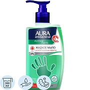 Жидкое мыло с дозатором Aura Antibacterial 300мл, с алоэ вера