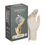Перчатки латексные Benovy Latex Powdered ST р. M, опудренные, телесные, 50 пар
