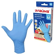 Перчатки нитриловые Laima р.М, голубые, особо прочные, 5 пар