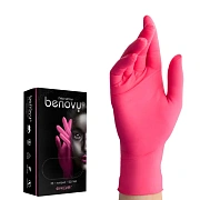 Перчатки нитриловые Benovy Nitrile MultiColor р.S, фуксия, 50 пар
