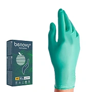 Перчатки нитриловые Benovy Nitrile MultiColor р.L, зеленые, 50 пар